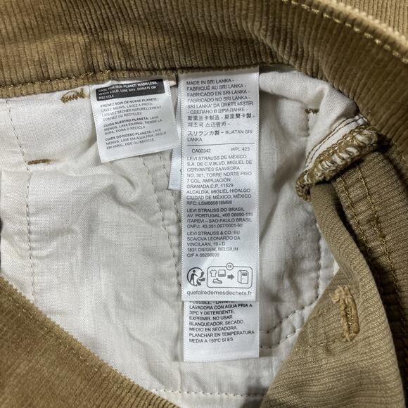 Levis Corduroy Pants Womens 32 x 28 Ribcage Straight Ankle Tan Brown - Picture 5 of 13